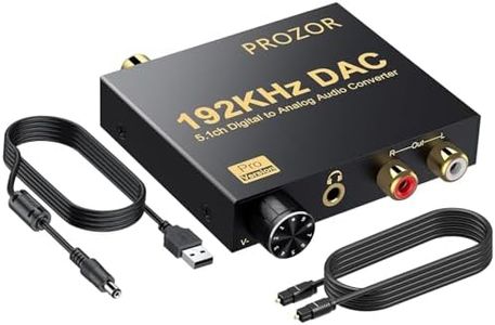 PROZOR 192kHz Digital to Analog Audio Converter Support Dolby AC-3 DTS 5.1CH with Volume Adjustable, Optical to RCA DAC Decoder, Digital DAC Converter SPDIF TOSLINK to Stereo L/R & 3.5mm Jack