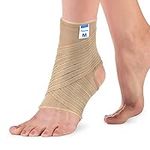 Actesso Ankle Support Sleeve with Strap - The Ultimate Support for Weak Ankles, Sprains and Sports Injury. Ideal for Men & Women & Left or Right (M (Pack of 1), Beige)