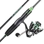 Sougayilang Ultralight Fishing Rod Reel Combos,Portable 2-Piece Spinning Fishing Pole with Stainless Steel Guides- Green