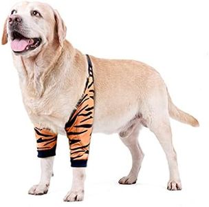 Harikaji Dog Elbow Protector, Elbow Sleeves with Mesh Pad for Medium Large Dogs Prevent Licking Wound(Tiger,L)