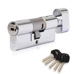 XFORT Colossus Polished Chrome 3 Star Kitemarked Thumb Turn Euro Cylinder Lock 35EX/35T (70mm), British Standard TS007 Anti-Snap Barrel Lock, Upvc Door Lock.