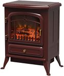 HOMCOM 22" Electric Fireplace Heater, Freestanding Fire Place Stove with Realistic LED Flames and Logs, and Overheating Protection, 750W/1500W, Red