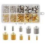 Pandahall 170pcs Brass Tube Cord End Platinum & Golden End Caps Terminators for Tassel Bracelet Jewelry Making