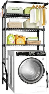 Ulif U11 Over Washer and Dryer Shelves, 3 Tiers Laundry Room Storage and Organizer Standing Shelf, Metal Freestanding Clothes Drying Rack, 33.9" W x 19.7" D x 77.6" H, Black