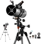AOMEKIE Astronomy Telescope for Adults 130mm Large Aperture High Powered 130X with EQ5 Mount 2 Plossl Eyepieces Bluetooth Controller Phone Adapter Red Dot Finderscope for Moon Watching Stargazing