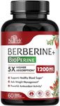 Berberine Supplement 1200mg - 5X Higher Absorption - Ultra Pure 98% Berberine HCL - Healthy Weight Management, Immune Support - Non GMO, Manufactured in USA - 60 Vegan Capsules