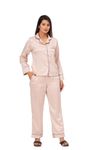 Women Satin Solid Night Suit - Rose Gold (Rose Gold, S)