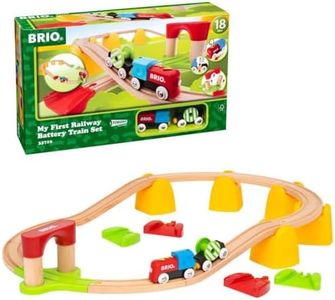 BRIO My First Railway Battery Operated Wooden Railway Train Set Toddler Toy for Kids 18 Months Up - Gifts for Toddlers