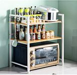 INDIAN DECOR. 35555 Three Tier Kitchen Shelf Stainless Steel Microwave/Mixer/Oven Rack, Multi-Function Kitchen Cabinet and Cabinet Rack Storage Rack, 4 Styles Kitchen Mixer Storage Racks