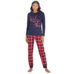 INSIGNIA Womens Ladies Logo Cotton Blend Flannel Pyjamas (Navy, 16-18)