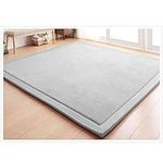 Loartee Coral Velvet Baby Carpet Kids Play Area Rug Toddler Crawling Mat,Gray,4'11"×4'11"