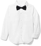 LOLANTA Boys Slim Fit White Dress Shirt Long-Sleeved Formal Shirts with Bowtie (White, 11 Years)