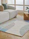 RIFA RUGS Modern Handmade Woolen Carpets for Living Room, Bedroom, and Hall - Multicolor, Thick Geometrical Design, Luxurious New Zealand Wool, Lint-Free, Easy to Clean - 3 x 5 Feet (90X150 cm)