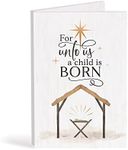 P. Graham Dunn Child is Born Winter White 8 x 6 Wood and Canvas Holiday Tabletop Folding Sign