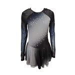 JoyCan Ice Figure Skating Dress Girls Women Grenadine Grey Gradient with Rhinestones Competition Dress, Grey, Small