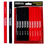 10 x Barbarossa Octagonal shape pencils | Medium Hard Graphite Lead Natural Wood, 4H, HB lead type Flat pencil sharpened | Carpenters Pencil for Builders and Woodwork (4H - Hard - Black - Pack of 10)