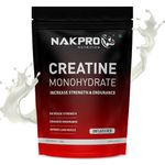 NAKPRO Micronised Creatine Monohydrate Powder 250g, Unflavoured | 3g Creatine/Serving | Trustified Certified | Rapid Absorption Pre/Post Workout Supplement for Muscle Repair & Recovery