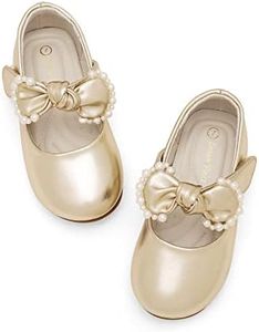 DREAM PAIRS Toddler Girls Dress Shoes Little Girls Mary Janes Ballet Flats,Size 11 Little Kid,Gold,SDFL229K