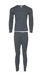 Heat Stoke®️ Men's Thermal Long Sleeves T-Shirt Long Johns Trouser Warm Base Layer Black Charcoal S,M,L,XL,XXL (SINGAL Set Charcoal, M)