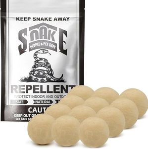 12 Pack Keep Snake Away Repellent for Home Yard Powerful, Natural Snakes Balls for Snakes Rats and Other Pests, Used in Yard Lawn Garden Camping Fishing, Safe for Human, Pet, Snakes and Plants