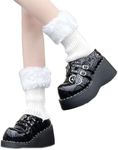 LERTREE Women's Fuzzy Boot Cuffs Winter Warm Leg Warmers Y2K Furry Faux Fur Knitted Calf Socks Boots Sleeves (White)