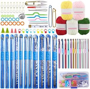 Coopay Knitting Needle Set, Crochet Kits for Beginners Adults, Knitting Set with Wool and Needles, Includes Long Metal Knitting Needles 35cm, Crochet Hooks Set, Yarn and Accessories, Starter Kit