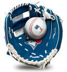 Franklin Sports MLB Youth Teeball Jays and and Set - Kids Toronto Blue Jays Baseball and Teeball Glove and Ball - Perfect First Kids Glove - 9.5", One Size