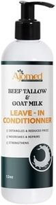 Beef tallow & Goat milk Leave-In Conditioner| Handmade hair Detangler- Anti-Frizz dreadlock moisturizer-Split Ends Breakage (12 Fl Oz)