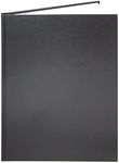 BookFactory Large Black Blank Book/Blank Notebook/Unruled Notebook - 96 Pages Blank Format 8 7/8" x 11 1/4" Black Imitation Leather Cover Smyth Sewn Hardbound (BLA-096-LBS-A-LKT00)