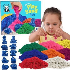 Magic Sand for Kids - Play Kit with 8 Colors of Sensory Play Includes 10 Under-The-Sea Themed Molds - Magnetic Colored Sand Slime Set - Toys and Birthday Gifts for Kids & Toddlers