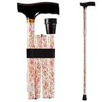 DMI Designer Folding Cane, Walking Cane, Foldable Cane for Men, Walking Cane for Women, Canes for Seniors, Adjustable Cane, Ergonomic Wood Handle Cane, Supports up to 250 Pounds, Floral