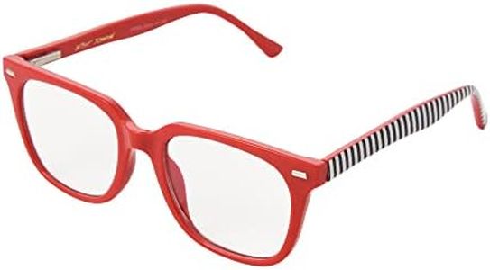 Betsey Johnson Women's Perfectly Imperfect Reading Glasses Square Blue Light, Red, 41 mm