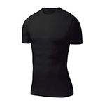PowerLayer Men's Compression Base Layer Top Short Sleeve Thermal Under Shirt - Black, XX Large