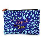 Happening Hippo Stylish Pouch for Women | Stationary Makeup Cosmetic Medicine Essentials Purse | Printed & Compact Toiletry Bag | Clutch Travel Organizer & College Outing | One Step at a Time Print