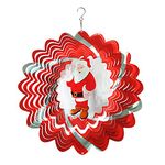 FONMY Wind Spinner 3D Stainless Steel Christmas Decoration Garden Decoration Indoor Outdoor Hanging Ornament Worth Gift 12inch Santa Claus Metal Wind Spinners