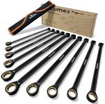 SUZUME 10-Piece Extra Long Ratcheting Wrench Set Metric 8–22mm 72 teeth Cr-V Steel Double Box End For Tight Engine Bays Suspension Work Automotive Repairs with EVA Foam Organizer and Rolling Pouch