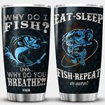 MYMISOR Fishing Tumbler For Men Why Do I Fish Lover Gift Stainless Steel Cups Insulated Tumblers Fisherman Gifts For Dad Daddy Funny Saying Fish Bass Outdoorsman Rodfather Mugs