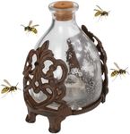 CKB LTD 1x Small Wasp Trap Catcher - Glass Bottle with Cast Iron Holder Stand Honey Pot Design For Insect Indoor Outdoor Garden Pest Control