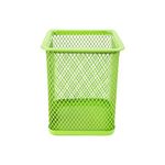 D.RECT Metal square pen holder, pen holder, cube made of wire metal, mesh multifunctional cup for ballpoint pen, lime colour