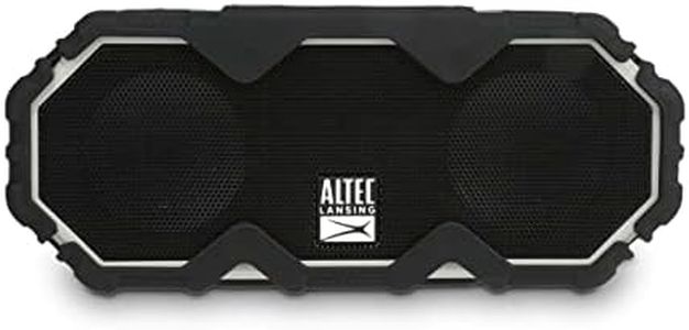 Altec Lansing Mini LifeJacket Jolt Bluetooth Speaker with Qi, Wireless, Waterproof, Portable, Speakers, Loud Volume, Strong Bass, Rich Stereo System, Microphone, 16 Hour Battery, 100 ft Range, Black