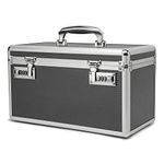 Lockable Medication Box with Portable Storage Case, 36.1x18.3x20.8cm, Childproof Medicine Lock Organizer, Locking Box for Money, Documents & Meds (Grey/Large)