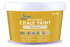 Chalk Paint Medium Colors | 200 ML - Matt Finish | Water Base Acrylic Paint | Coverage : 10 to 20 Sq. Ft. | Apply on Surfaces Like Walls, Boards, Furniture & Home Décor Products. (Mustard)