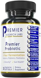Premier Probiotic Caps, Full Spectrum, Beneficial Flora for Gastrointestinal Health, Promotes a Healthy intestinal Ecology, Non-Dairy Base (Milk-Free) and not Freeze-Dried, 30 Vegetarian Softgels