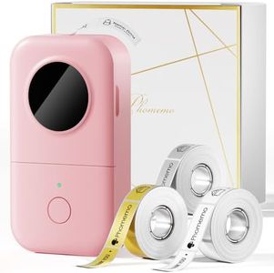 Phomemo D30 Label Maker Machine with 3 Tapes - White Clear Gold Labels, Portable Handheld Bluetooth Mini Label Maker Printer, Multiple Templates for Smartphone Thermal Small Label Printer Rechargeable