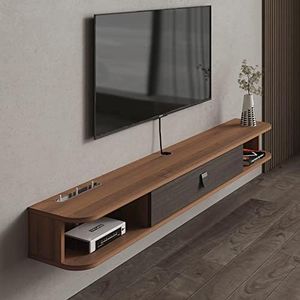 Pmnianhua Floating TV Shelf, 94'' Wall Mounted TV Stand Floating TV Console Media Entertainment Under TV Shelf for Bedroom Living Room (Walnut)