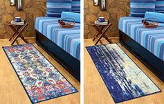 Status 3D Printed Vintage Persian Bedside Runner Carpet Rug Anti Skid Backing for Home/Kitchen/Living Area (56 X 140 cm) Pack of 2 (Multi - 5)