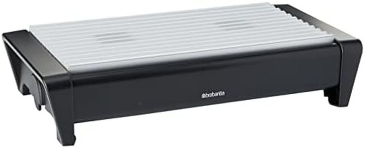 Brabantia 477140 Food Warmer, 2 Burner - Matt Black with Grey Grill, 40 x 20 x 10 cm