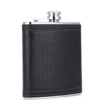 TOX TANEAXON 18 oz Black Stainless Steel Large Capacity Whiskey Liquor Alcohol Hip Flask with Leather Wrapped