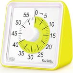 Secura 60 Minute Essential Visual Timer for Kids, Countdown Clock Timer for Special Education, Classroom, School, Desk, Home, Office, Silent Non-Ticking Time Management Tool (Yellow & Yellow)