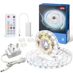 WOBANE White LED Strip Lights, Dimmable LED Light Strip Kit, 5m Flexible Tape Lights for Bedroom,Kitchen,Under Cabinet,Bright 6000K Daylight, LED Mirror Lighting for Vanity Makeup Dressing Table